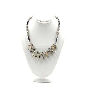 NWT~Kinsley Armelle Silver Speckle Dalmation Jasper Limited Edition Necklace